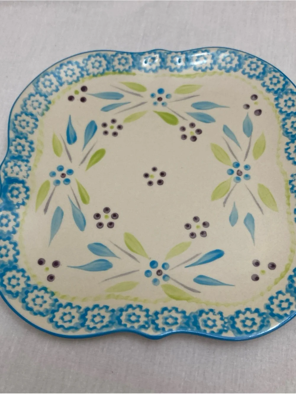 Temp-Tations Blue, Green & Purple Floral Ceramic Dinner Plate